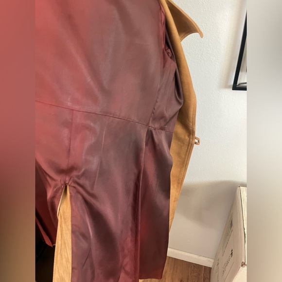 Vintage Suede Tan Double-Breasted Women's Coat size small - Picture 7 of 8
